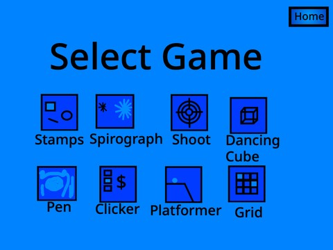 8 Games: Clicker, Platformer, Dancing Cube,Stamps, Grid, Spirograph ...