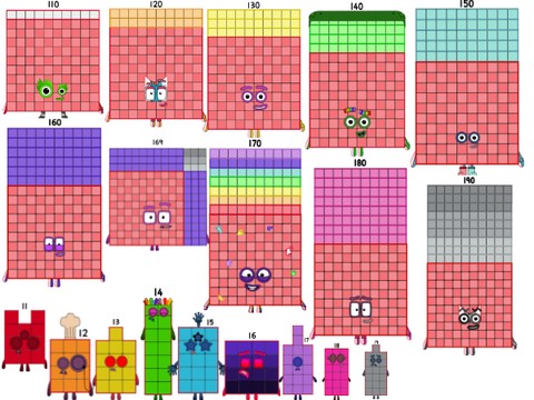 numberblocks band 110-190 (with prototype numberblocks) (and ...